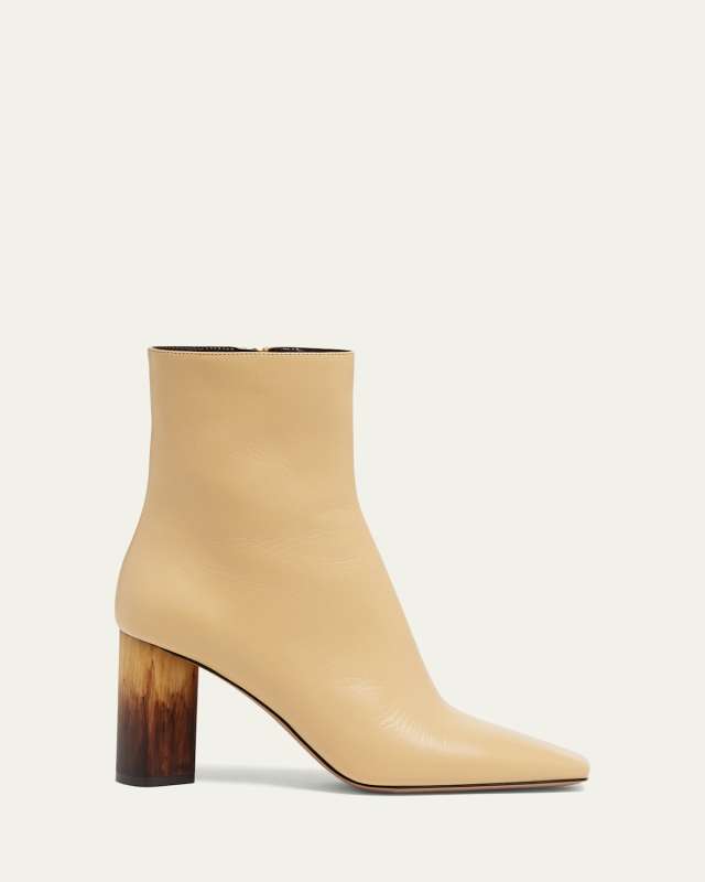Georgia Leather Block-Heel Booties
